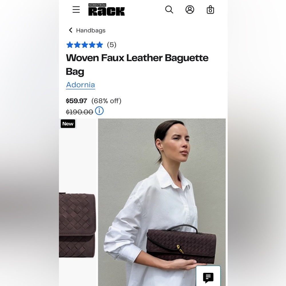 Adornia Brown Woven Clutch with Top Handle